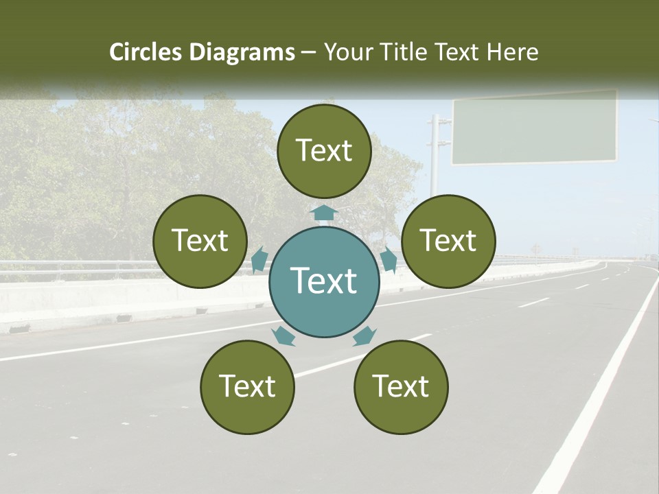 A Highway With A Green Sign On The Side Of It PowerPoint Template