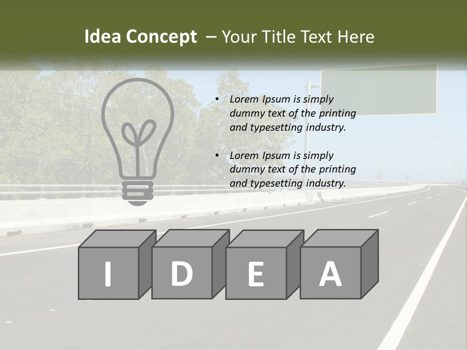 A Highway With A Green Sign On The Side Of It PowerPoint Template