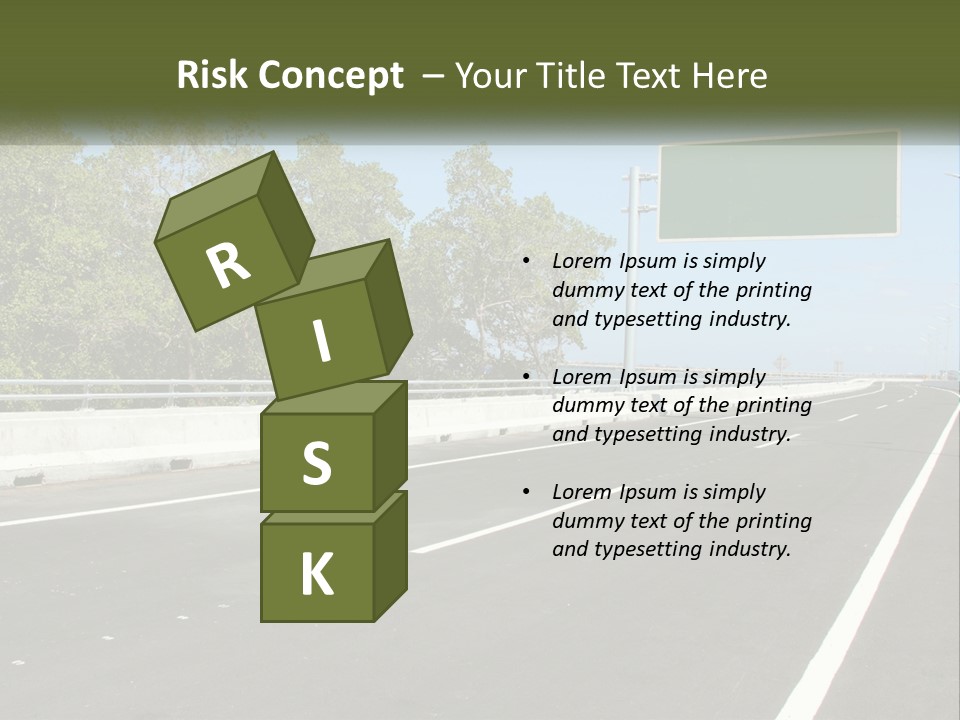 A Highway With A Green Sign On The Side Of It PowerPoint Template