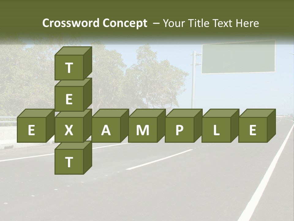 A Highway With A Green Sign On The Side Of It PowerPoint Template