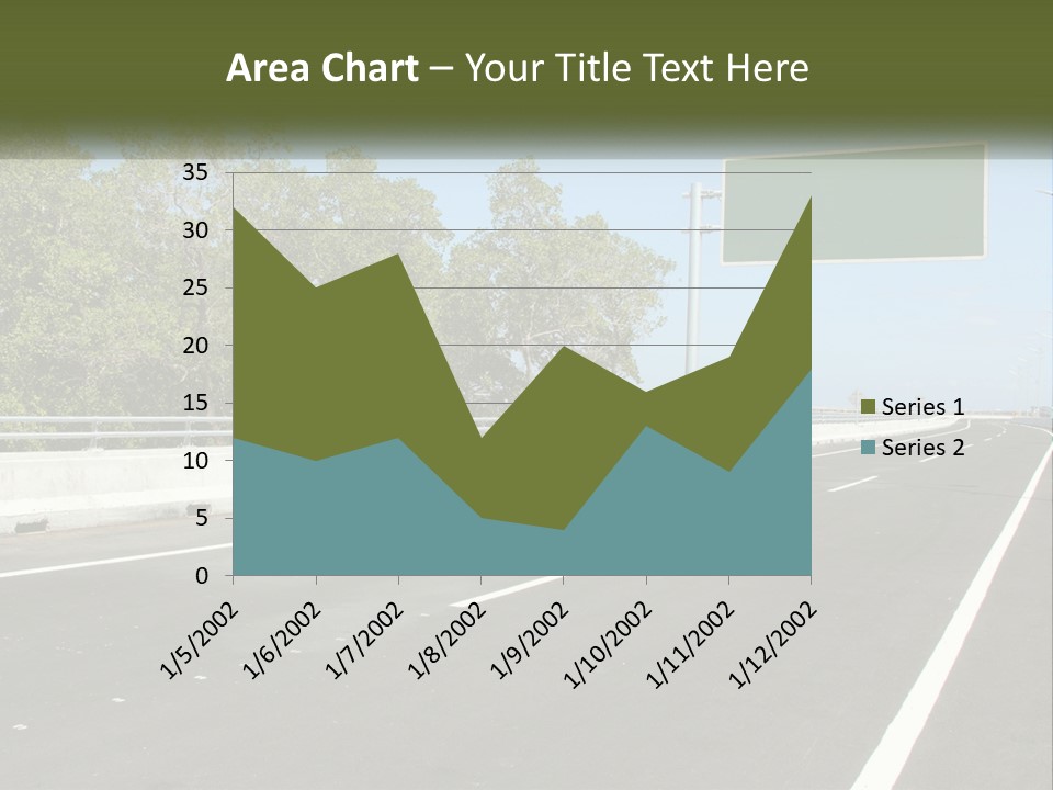 A Highway With A Green Sign On The Side Of It PowerPoint Template