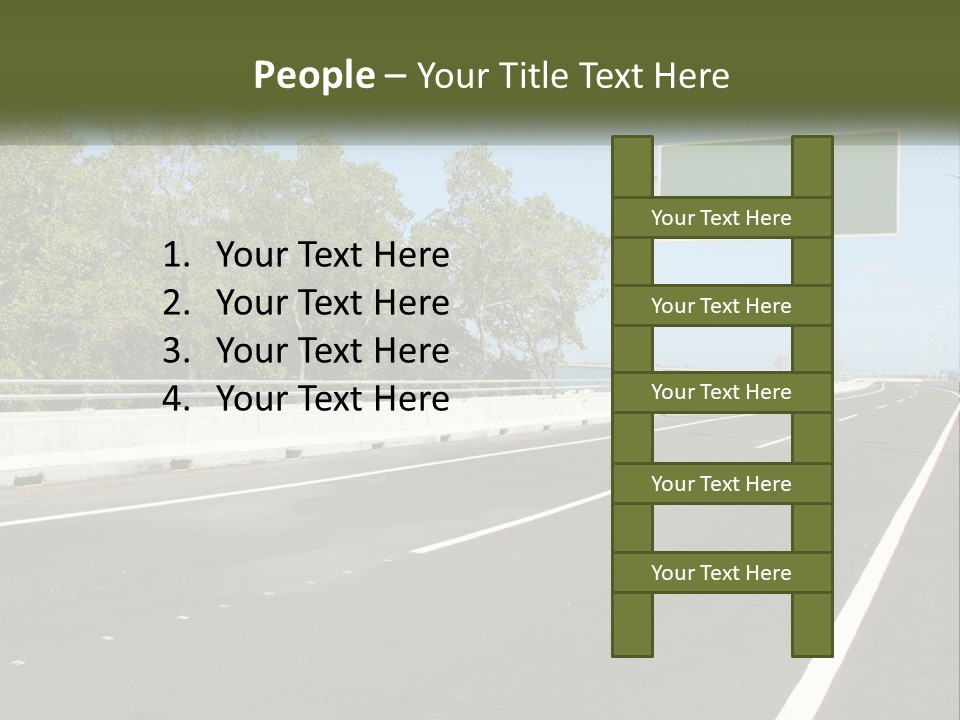 A Highway With A Green Sign On The Side Of It PowerPoint Template