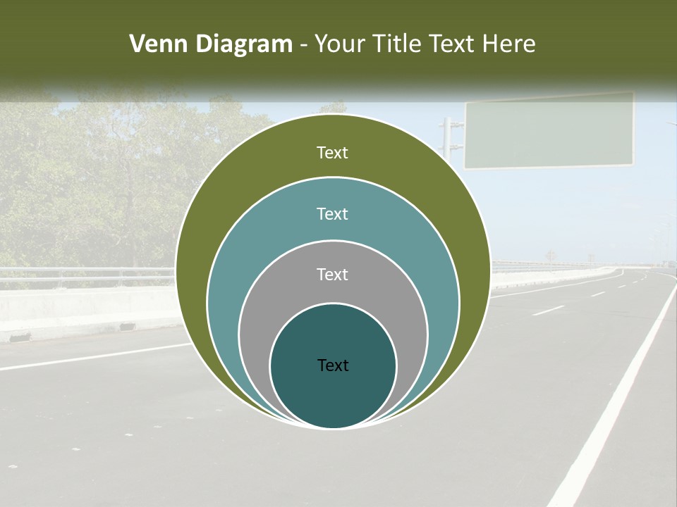 A Highway With A Green Sign On The Side Of It PowerPoint Template