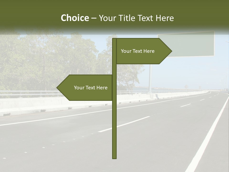A Highway With A Green Sign On The Side Of It PowerPoint Template