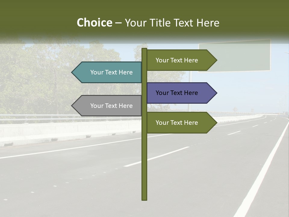 A Highway With A Green Sign On The Side Of It PowerPoint Template