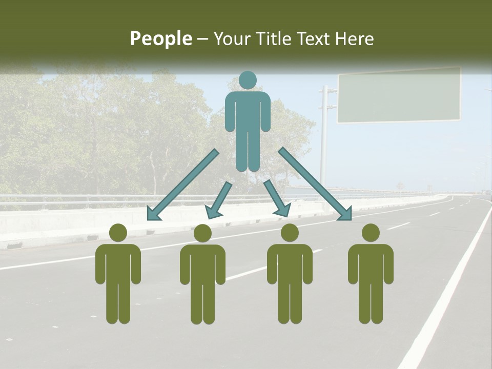 A Highway With A Green Sign On The Side Of It PowerPoint Template