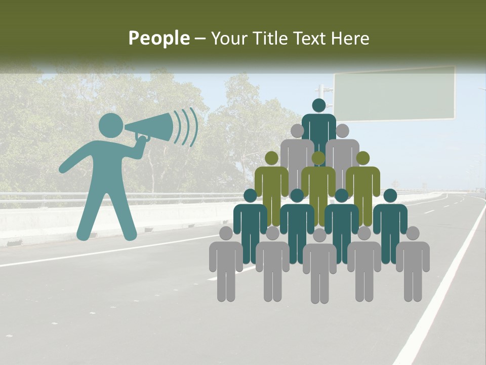 A Highway With A Green Sign On The Side Of It PowerPoint Template