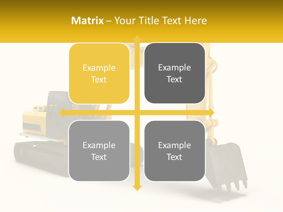 A Yellow And Black Excavator On A White Background PowerPoint Template