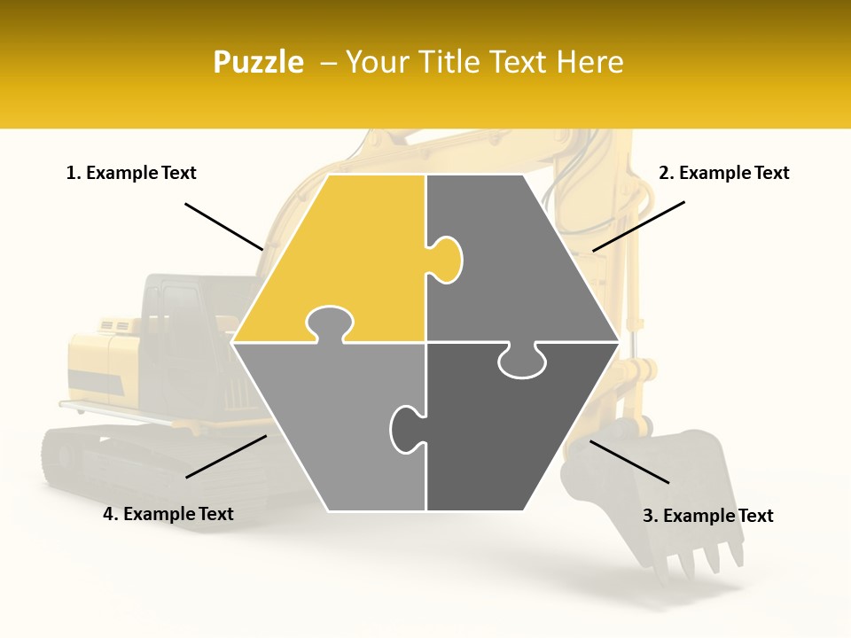 A Yellow And Black Excavator On A White Background PowerPoint Template