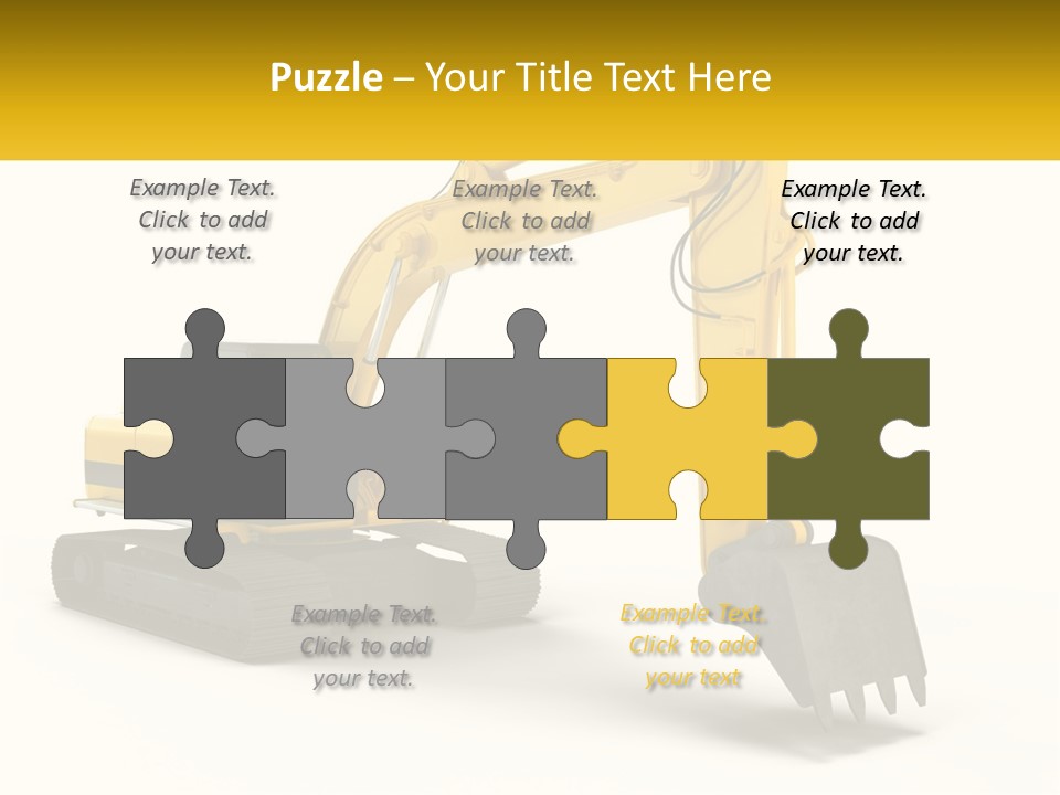 A Yellow And Black Excavator On A White Background PowerPoint Template