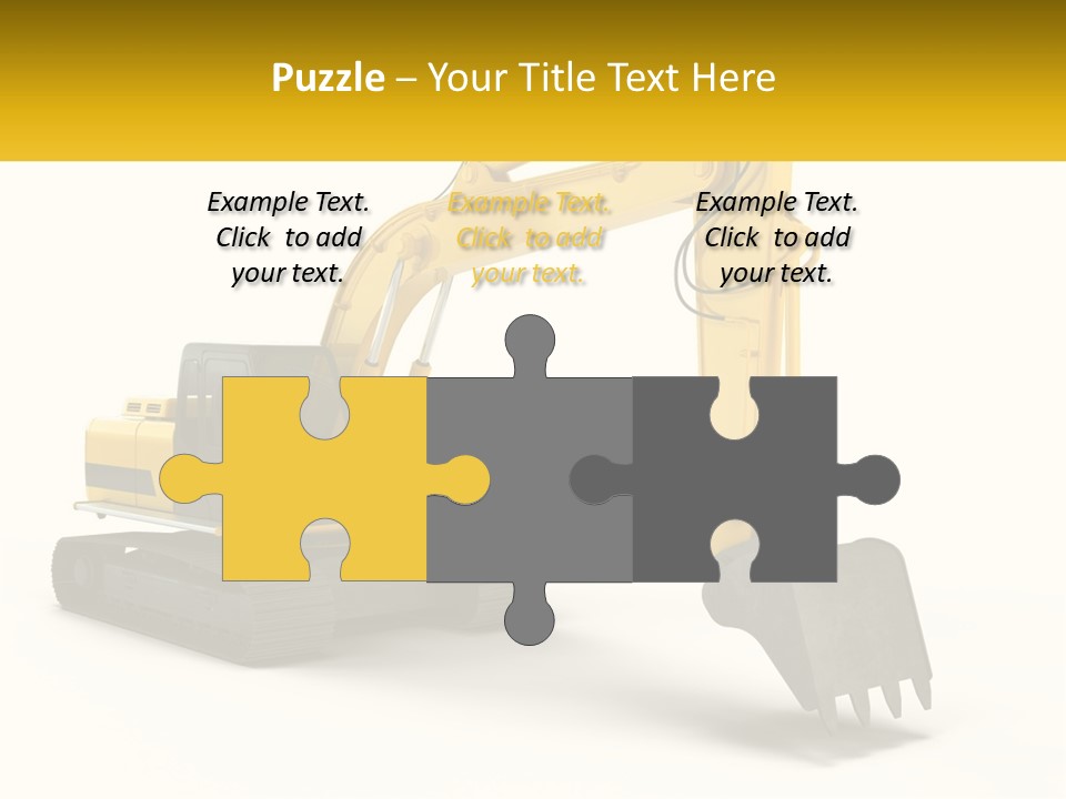 A Yellow And Black Excavator On A White Background PowerPoint Template
