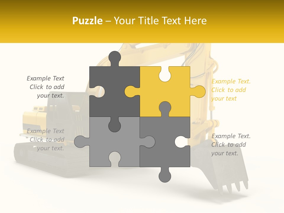 A Yellow And Black Excavator On A White Background PowerPoint Template