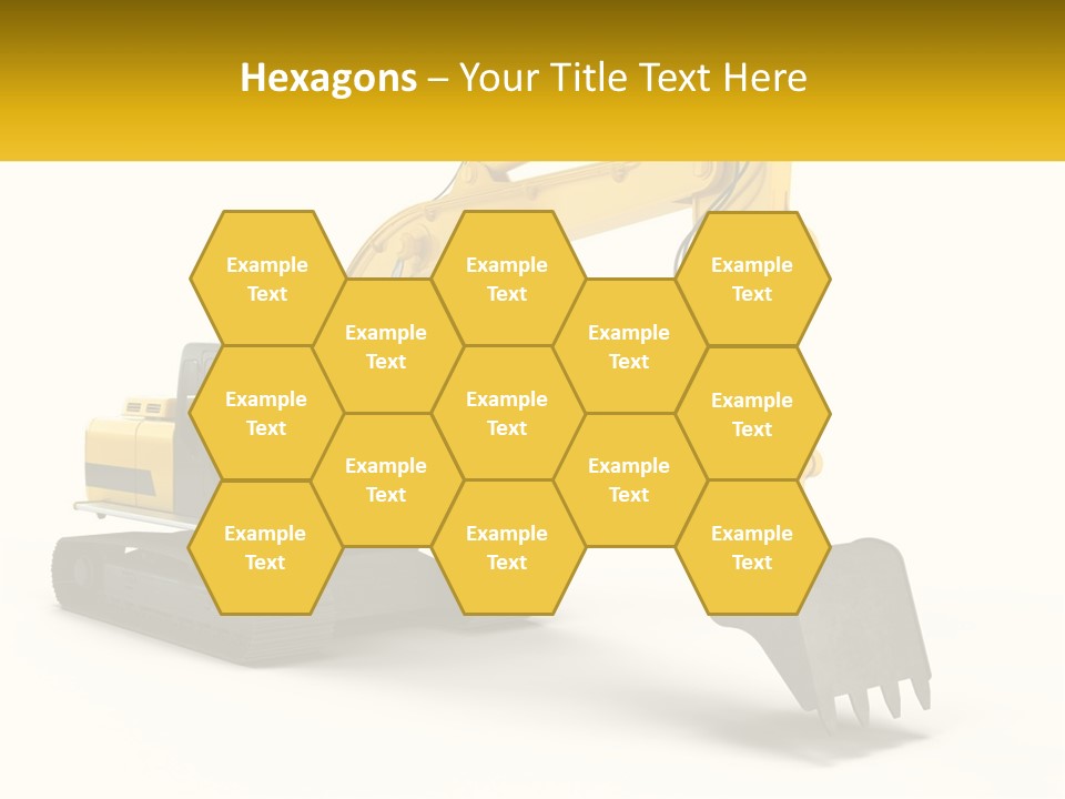 A Yellow And Black Excavator On A White Background PowerPoint Template