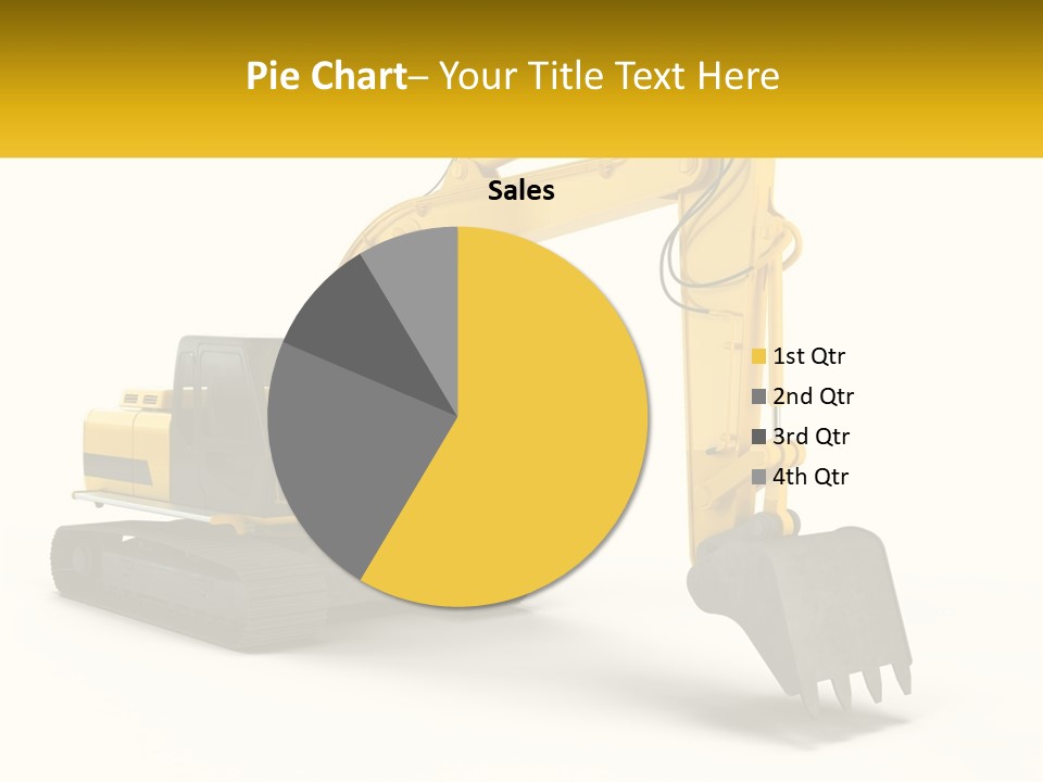 A Yellow And Black Excavator On A White Background PowerPoint Template