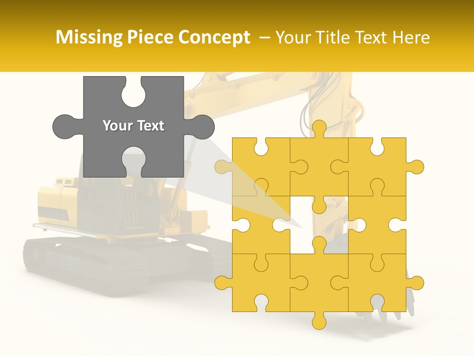 A Yellow And Black Excavator On A White Background PowerPoint Template