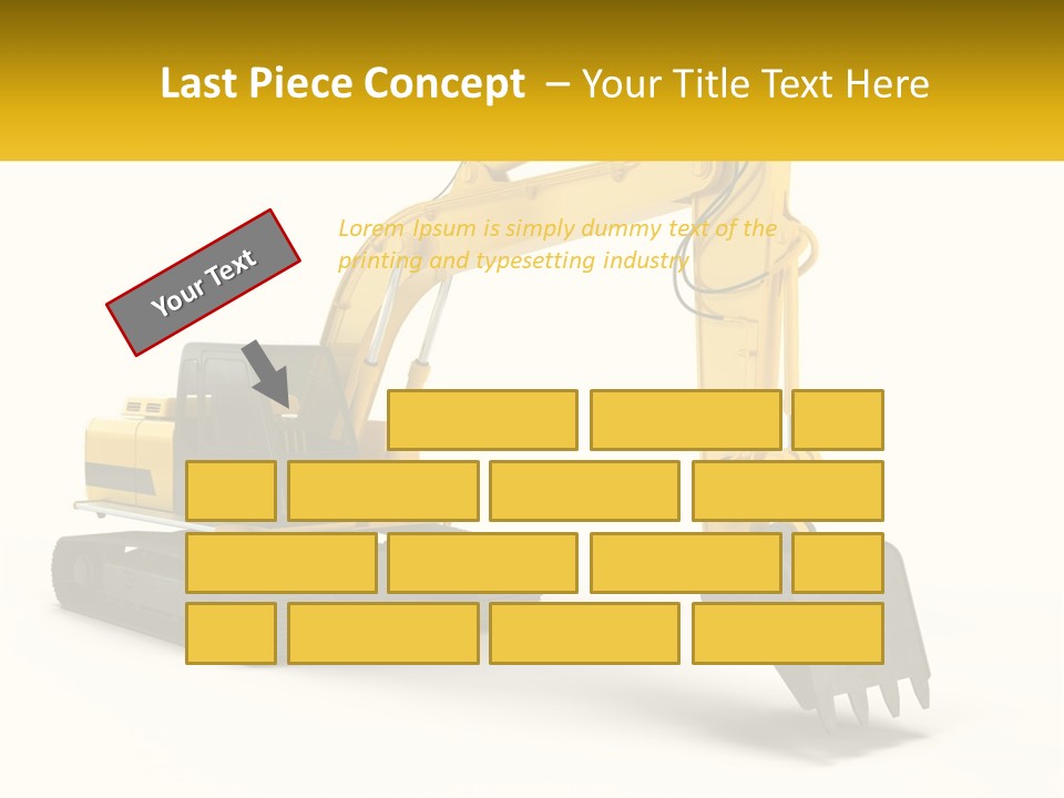 A Yellow And Black Excavator On A White Background PowerPoint Template