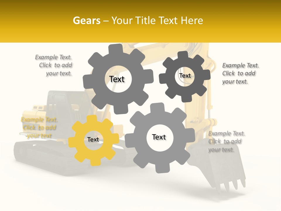 A Yellow And Black Excavator On A White Background PowerPoint Template
