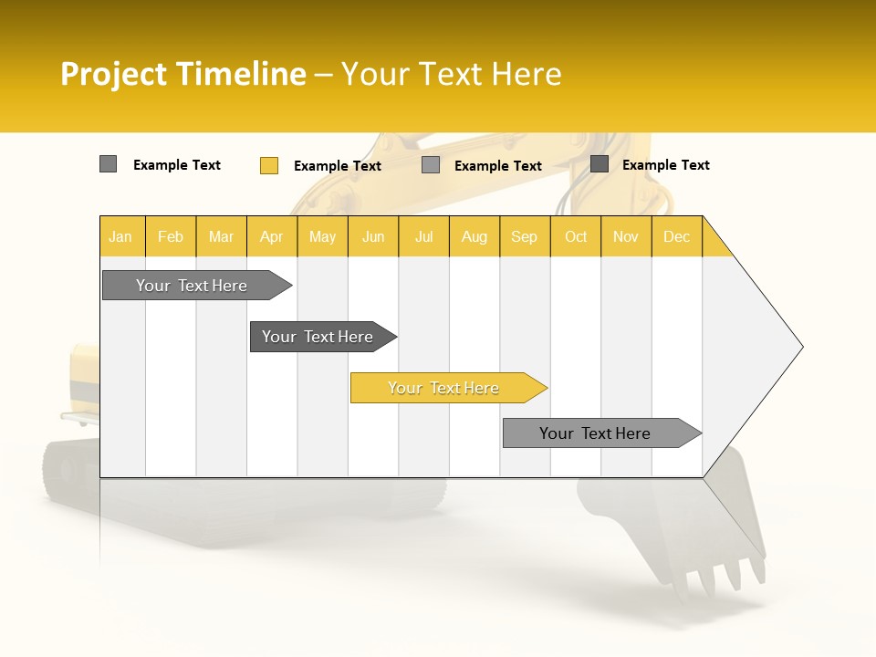 A Yellow And Black Excavator On A White Background PowerPoint Template
