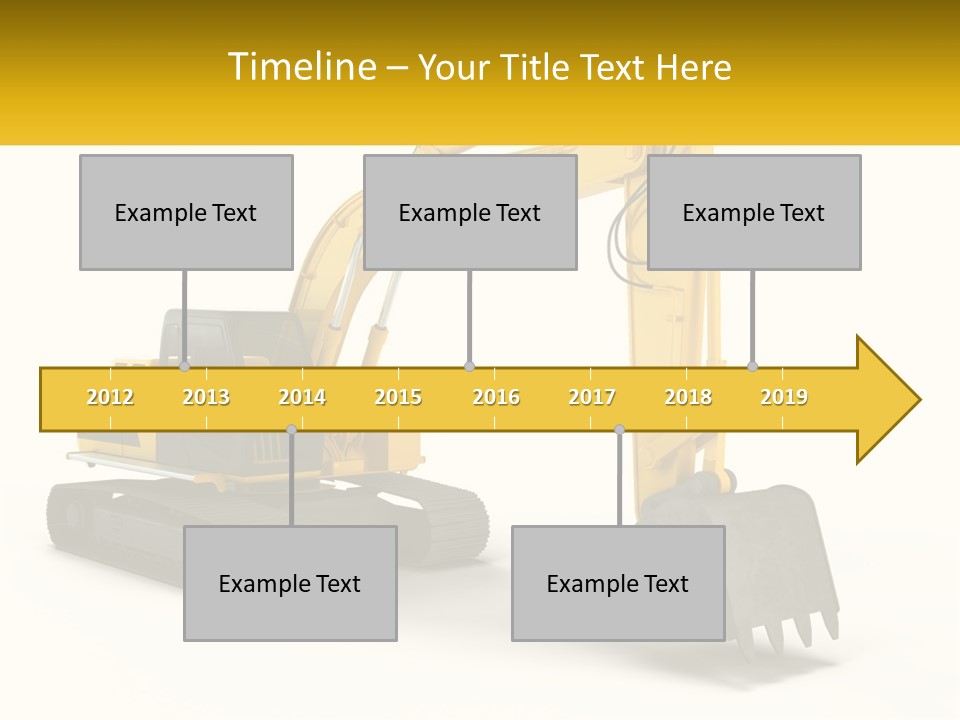 A Yellow And Black Excavator On A White Background PowerPoint Template
