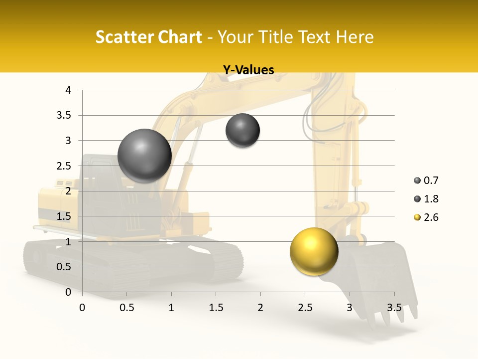 A Yellow And Black Excavator On A White Background PowerPoint Template