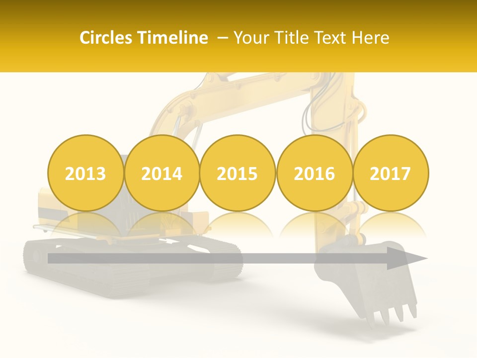 A Yellow And Black Excavator On A White Background PowerPoint Template