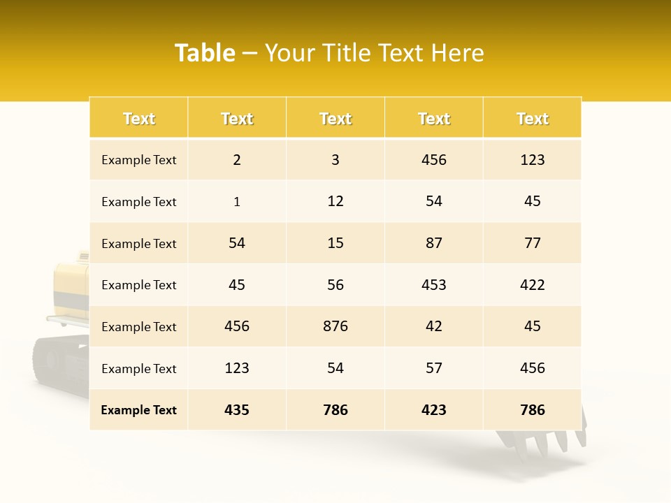 A Yellow And Black Excavator On A White Background PowerPoint Template