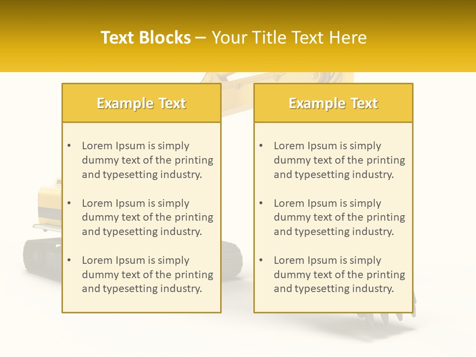 A Yellow And Black Excavator On A White Background PowerPoint Template