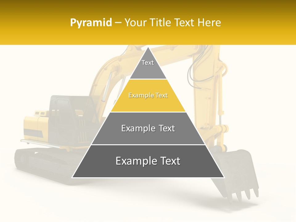 A Yellow And Black Excavator On A White Background PowerPoint Template