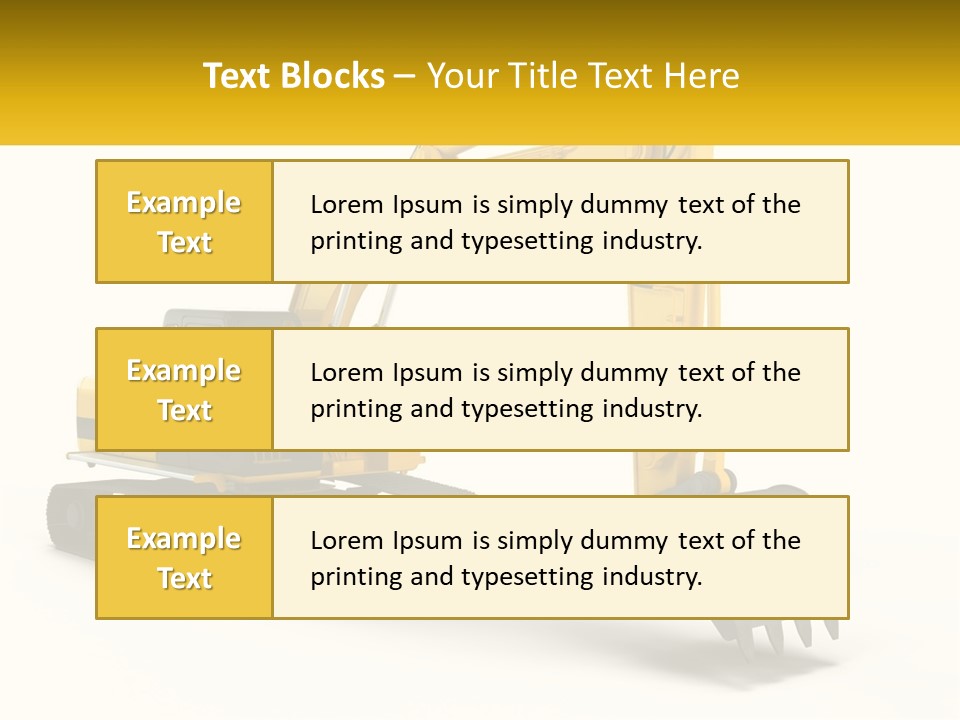 A Yellow And Black Excavator On A White Background PowerPoint Template