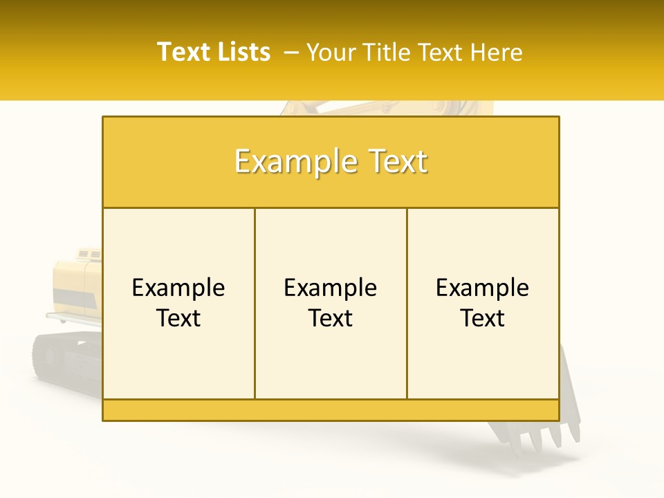 A Yellow And Black Excavator On A White Background PowerPoint Template