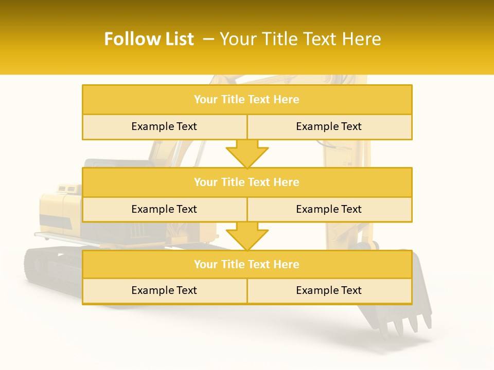 A Yellow And Black Excavator On A White Background PowerPoint Template