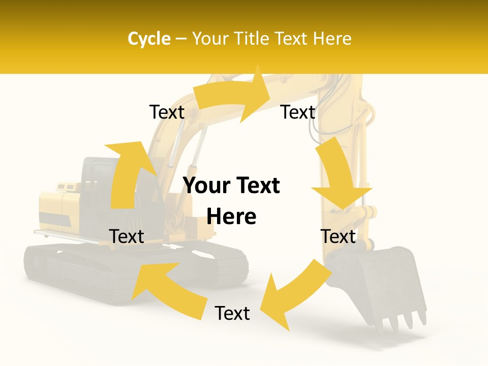 A Yellow And Black Excavator On A White Background PowerPoint Template