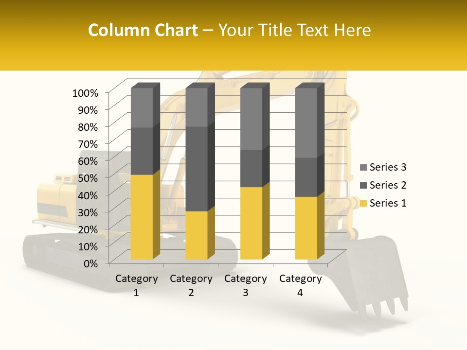 A Yellow And Black Excavator On A White Background PowerPoint Template
