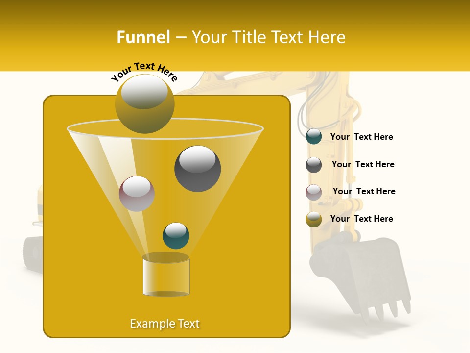 A Yellow And Black Excavator On A White Background PowerPoint Template