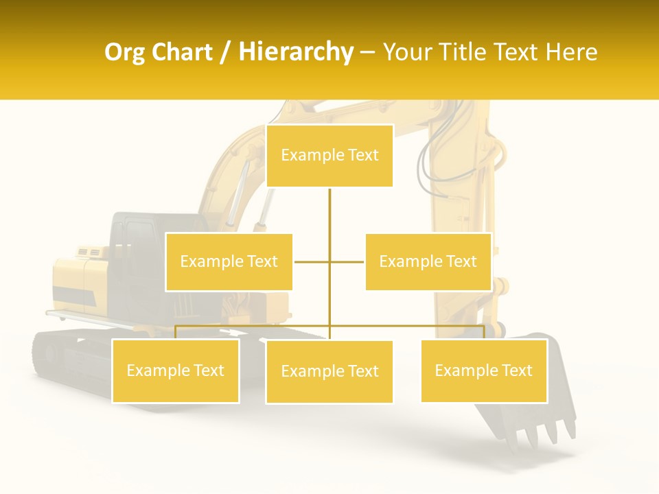 A Yellow And Black Excavator On A White Background PowerPoint Template