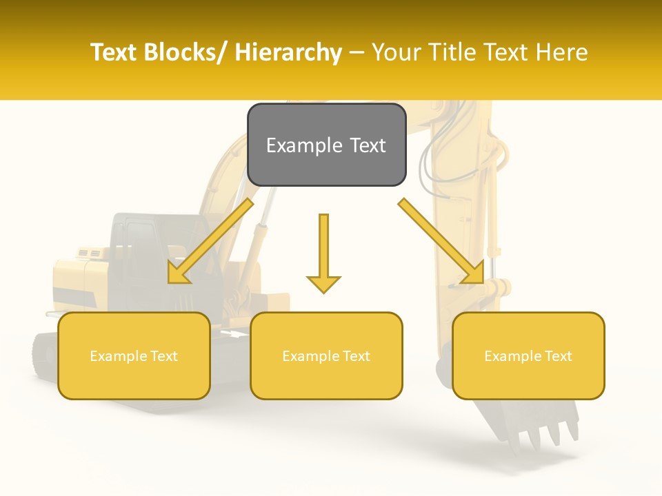 A Yellow And Black Excavator On A White Background PowerPoint Template