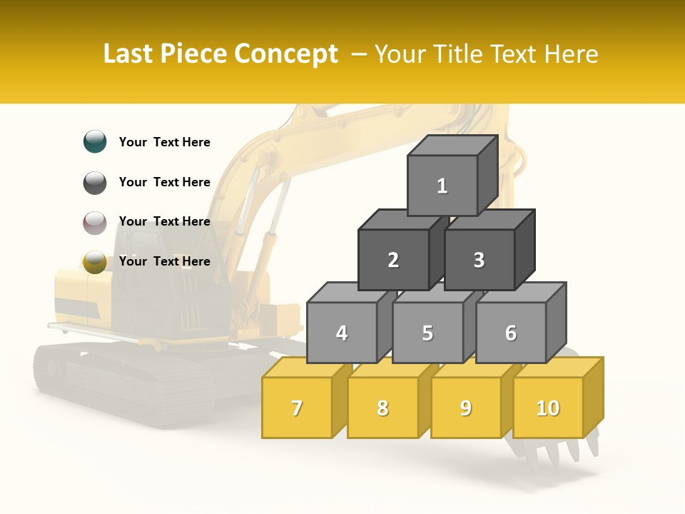 A Yellow And Black Excavator On A White Background PowerPoint Template
