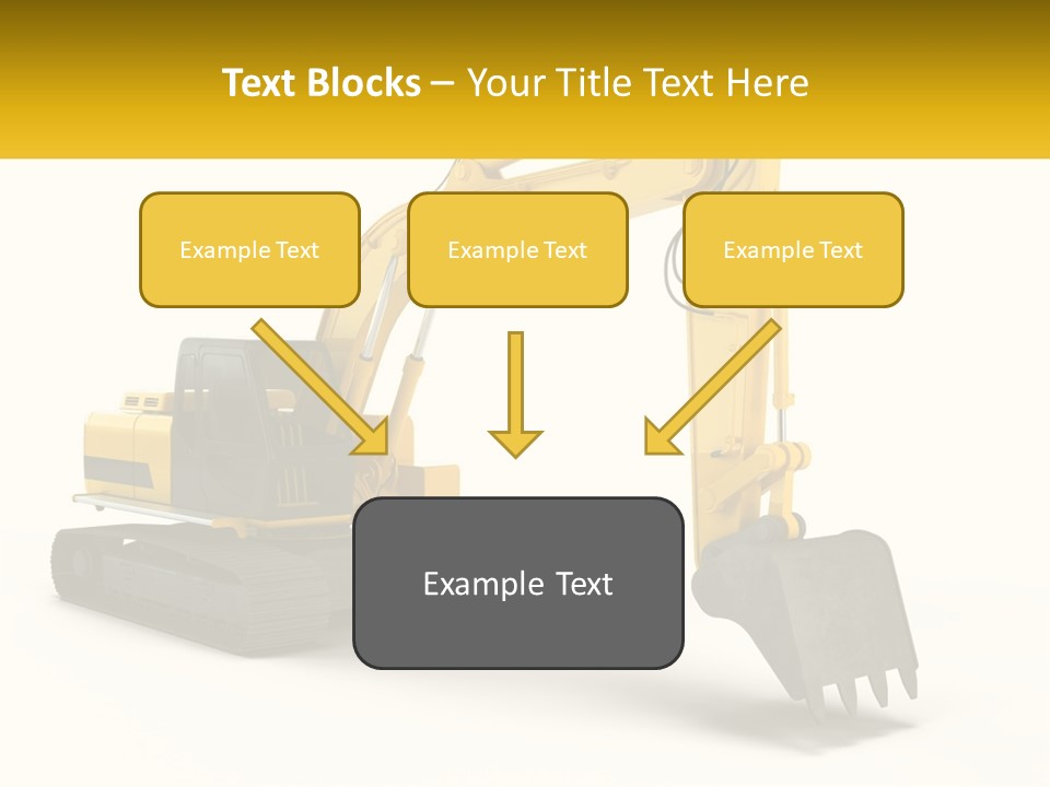 A Yellow And Black Excavator On A White Background PowerPoint Template