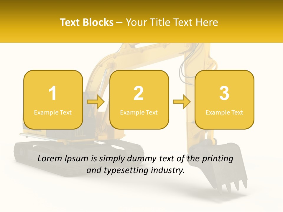 A Yellow And Black Excavator On A White Background PowerPoint Template
