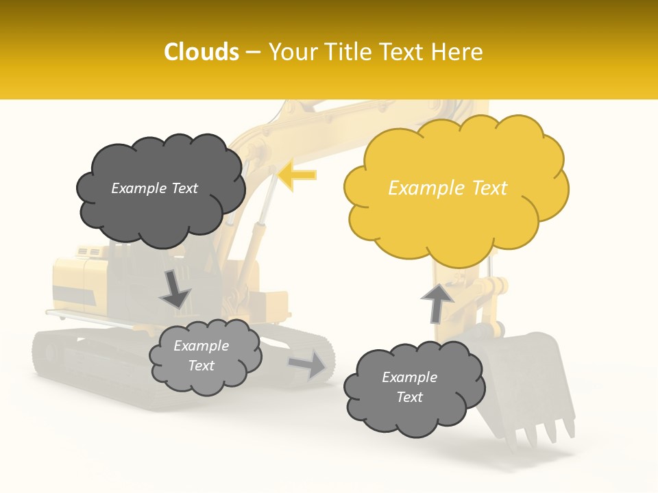 A Yellow And Black Excavator On A White Background PowerPoint Template