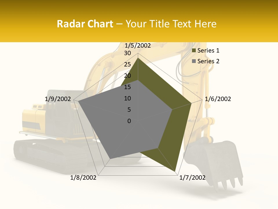 A Yellow And Black Excavator On A White Background PowerPoint Template