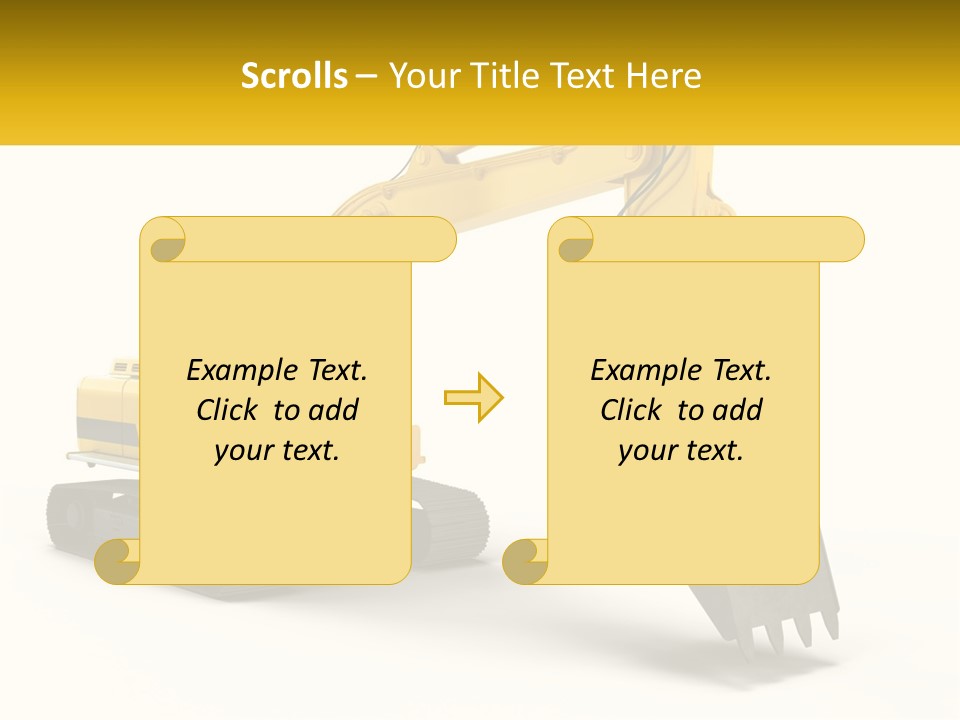 A Yellow And Black Excavator On A White Background PowerPoint Template