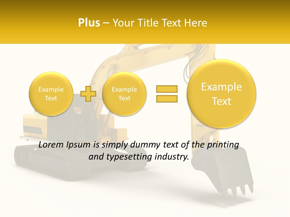 A Yellow And Black Excavator On A White Background PowerPoint Template