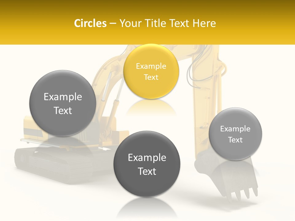 A Yellow And Black Excavator On A White Background PowerPoint Template