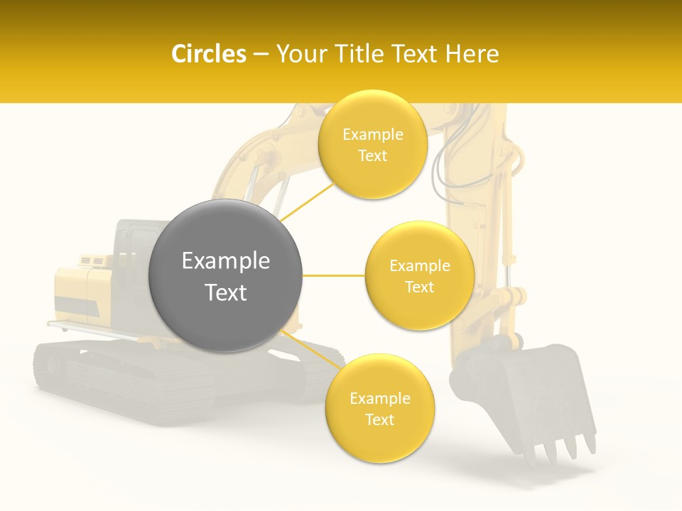A Yellow And Black Excavator On A White Background PowerPoint Template