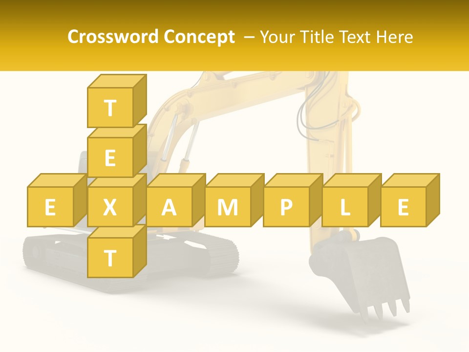 A Yellow And Black Excavator On A White Background PowerPoint Template