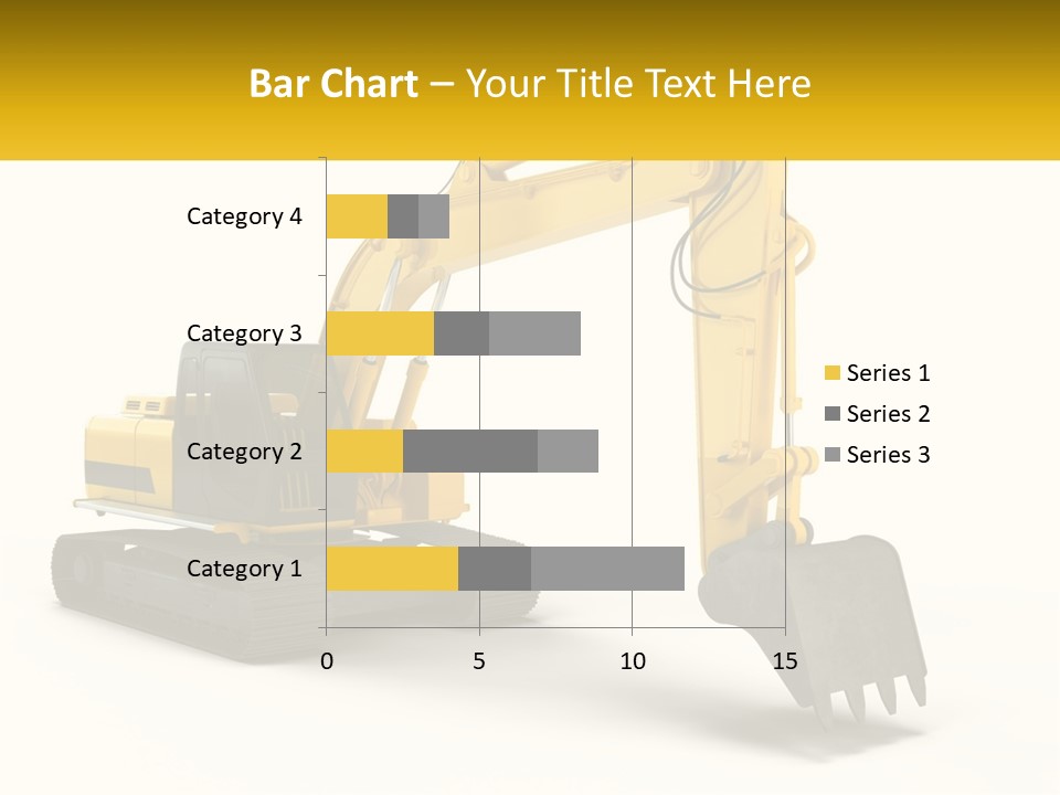 A Yellow And Black Excavator On A White Background PowerPoint Template