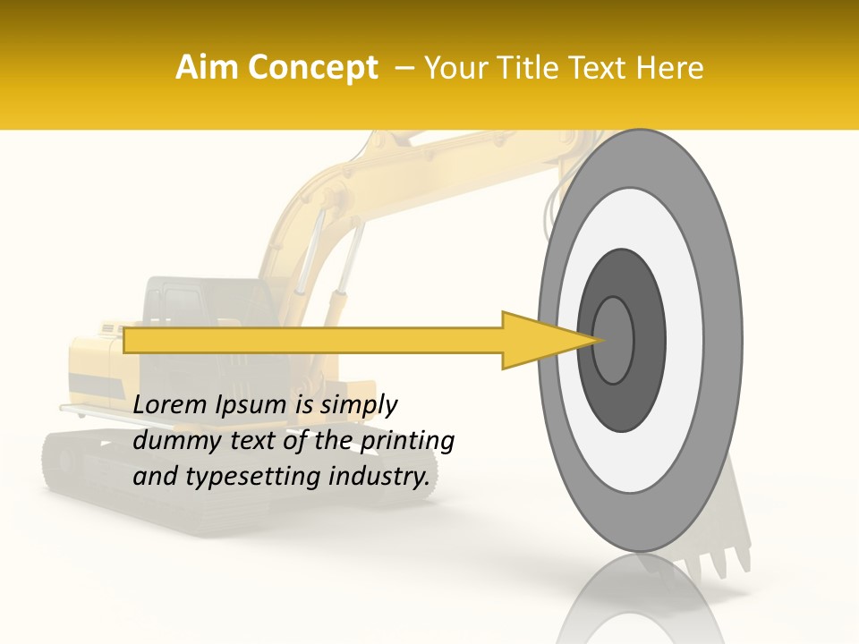 A Yellow And Black Excavator On A White Background PowerPoint Template