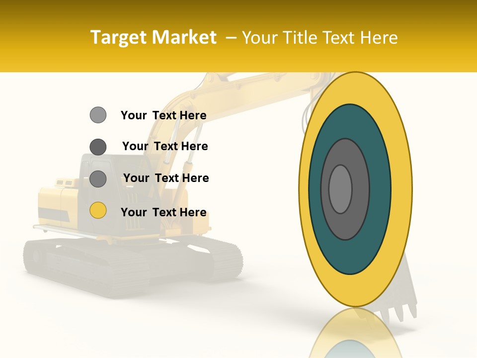 A Yellow And Black Excavator On A White Background PowerPoint Template
