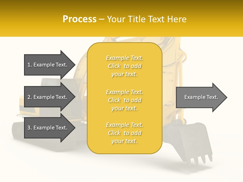 A Yellow And Black Excavator On A White Background PowerPoint Template
